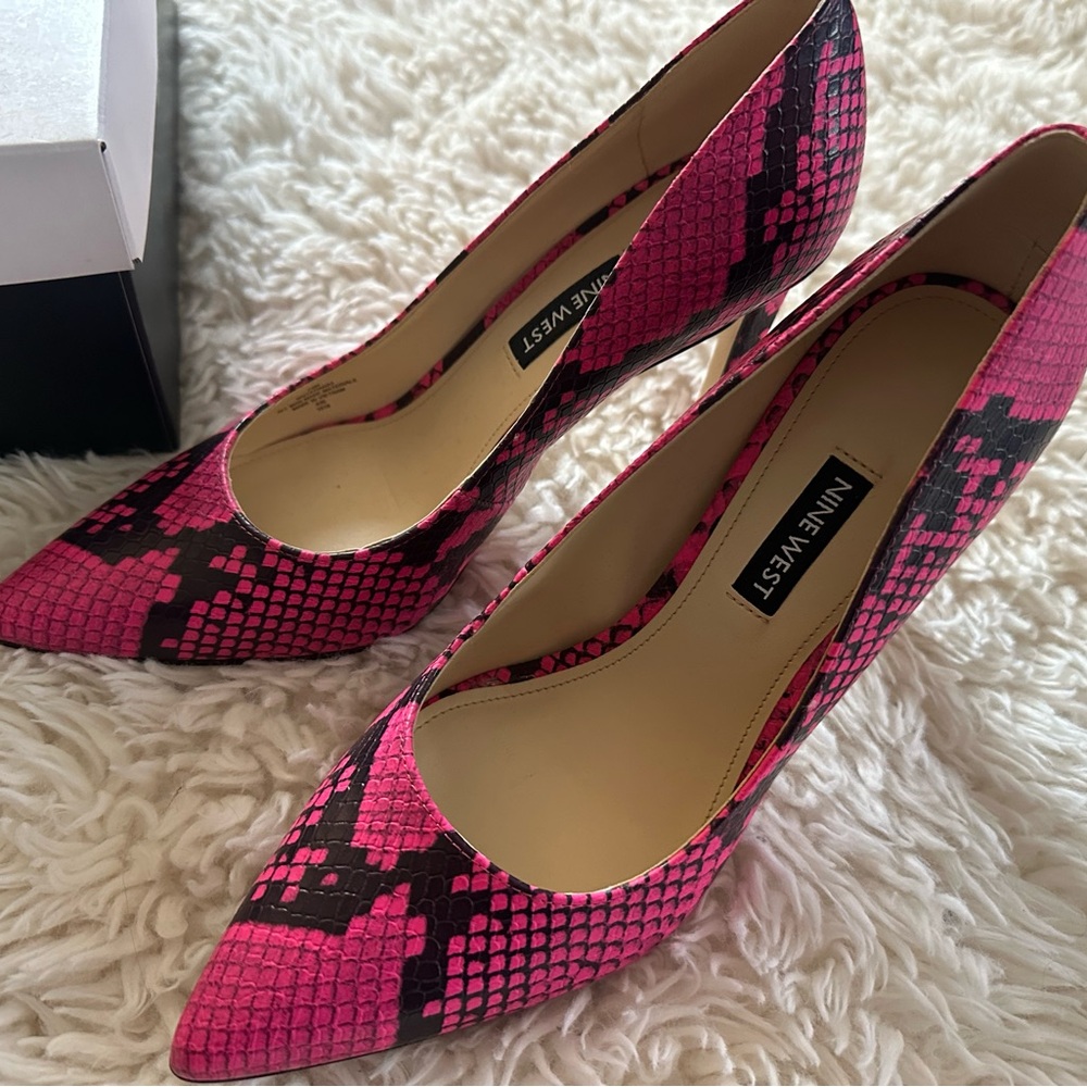 Nine West Pink Snake Print Women's Heels